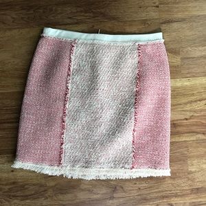 Rebecca Taylor Tweed A-line Skirt w/ Leather Trim